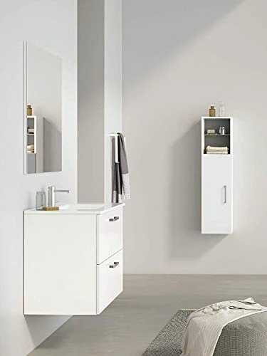 Randalsa Mobile Nexo 80 cm | Bianco | 81 x 81 x 46 cm | Mobile con 2 cassetti + lavabo Ceramica