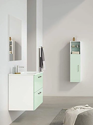 Randalsa Mobile Nexo 80 cm | Verde | 81 x 81 x 46 cm | Mobile con 2 cassetti + lavabo Ceramica