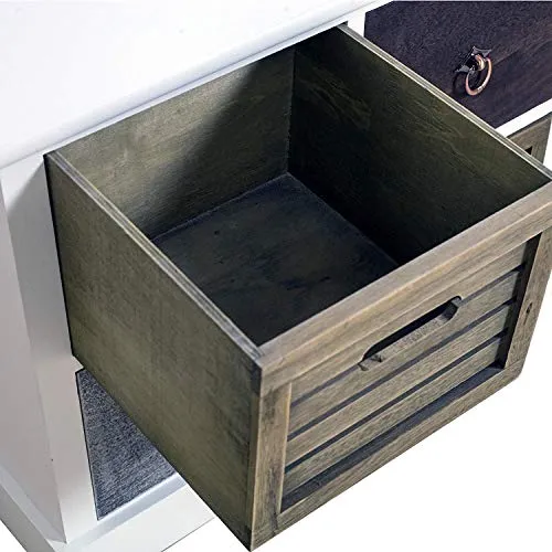 Rebecca Mobili Cassettiera 4 Cassetti, Mobiletto Bagno, Legno Bianco, Vintage Retro, Camera Cucina - Misure: 49 x 55 x 26...