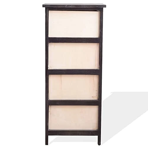 Rebecca Mobili Cassettiera decape, comodino di legno, 4 cassetti, grigio bianco, stile vintage, camera salotto ingresso -...