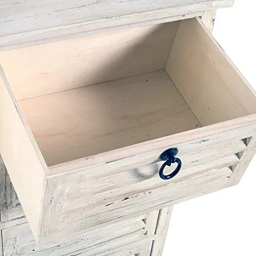 Rebecca Mobili Cassettiera piccola, mobile bagno 4 cassetti bianco, legno paulownia, shabby chic, per camera bagno - Misur...