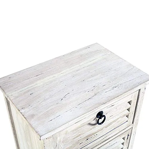 Rebecca Mobili Cassettiera piccola, mobile bagno 4 cassetti bianco, legno paulownia, shabby chic, per camera bagno - Misur...