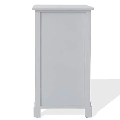 Rebecca Mobili Comodino Bianco Nero Beige, cassettiera 4 cassetti, Legno Paulownia, Stile Shabby, Camera Bagno Sala - Misu...