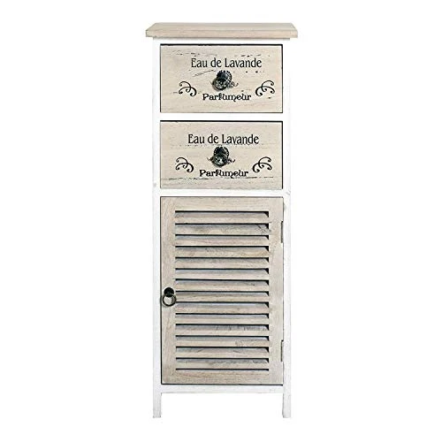 Rebecca Mobili Comodino 2 cassetti 1 anta, mobiletto montato, marrone chiaro, camera soggiorno bagno - Misure: 86 x 32 x 2...