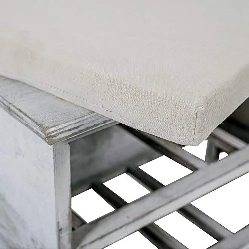 Rebecca Mobili Panca da Interno, Panchetta di Legno con Seduta, 2 Cassetti 2 Ceste Vimini, Bianco Grigio, Shabby, per Ingr...