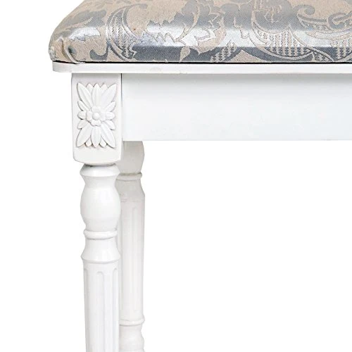 Rebecca Mobili Sgabello da Camera Stile provenzale, MDF/Paulownia, Bianco, 41x35x45 cm