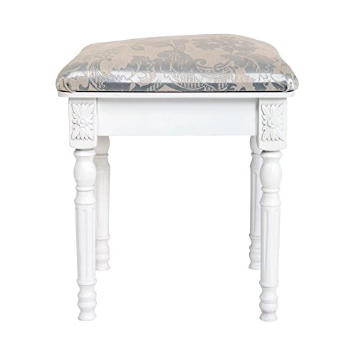 Rebecca Mobili Sgabello da Camera Stile provenzale, MDF/Paulownia, Bianco, 41x35x45 cm