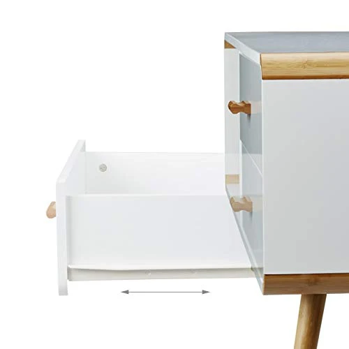 Relaxdays 10020980 Credenza con Angoli Arrotondati 2 Cassetti Mobile Lungo Basso per TV con Gambe HxLxP: 48 x 120 x 40 cm...