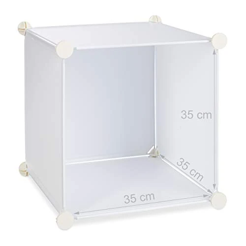 Relaxdays 10021971_49 Cabina Armadio Componibile, Plastica, Guardaroba con 2 Bastoni Appendiabiti e 14 Scomparti, Bianco