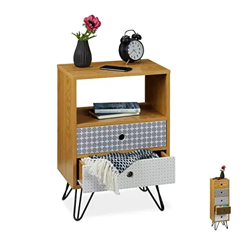 Relaxdays Cassettiera con Cassetti, 65x45x30 cm, Vintage, Salotto, Corridoio, Tavolino, Mobiletto, colorato, Pannelli MDF,...