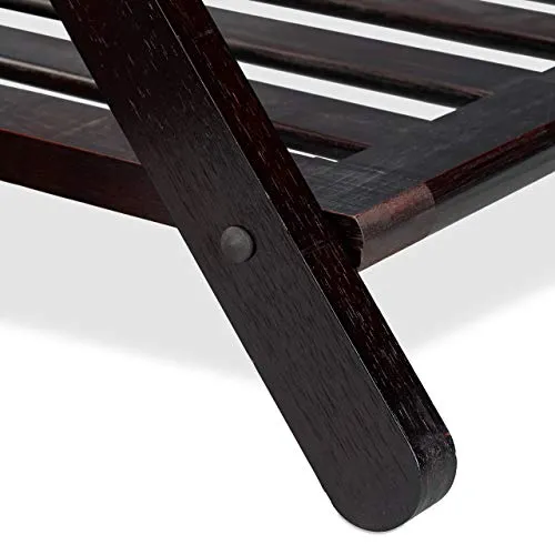 Relaxdays Portavaligie Pieghevole, Ripiano per Valigie Legno di bambù, Poggia Bagaglio, 56x67,5x42,5 cm, Nylon, Marrone Sc...