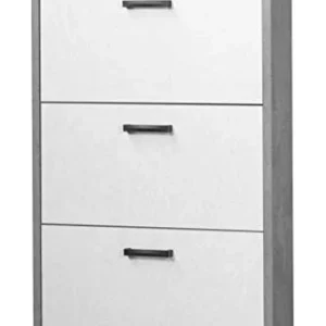 4246OLM Scarpiera Montata 3 Ante ribalta Spessore 25mm Scocca Finitura Ossido Ante finitura bianco cemento 75,3L x 115,7H...