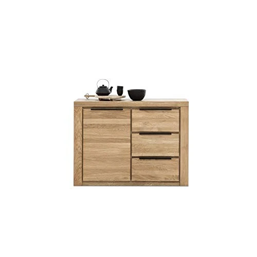 Roominado - Comò Greta, credenza, 1 anta/3 SK, rovere massiccio oliato, confezione originale