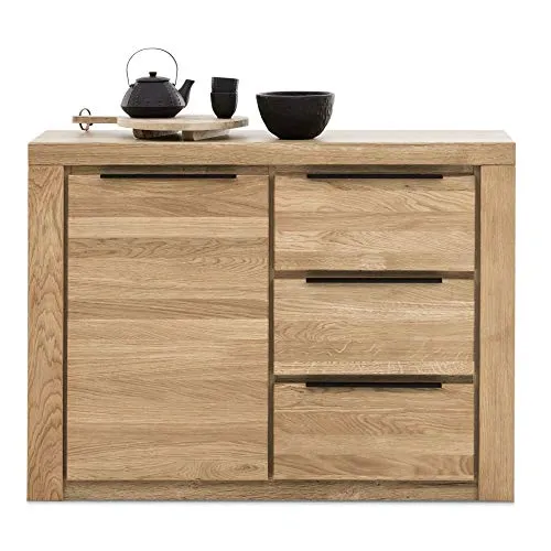 Roominado - Comò Greta, credenza, 1 anta/3 SK, rovere massiccio oliato, confezione originale