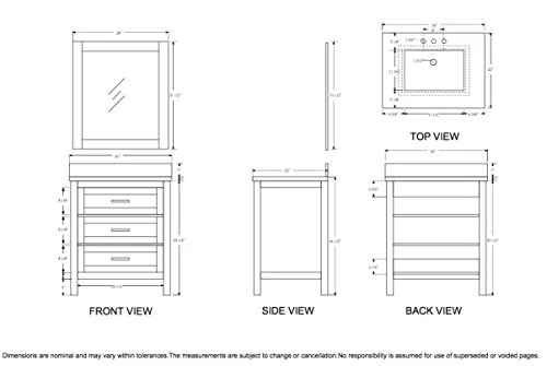 RUBEZA 750mm Harper Bagno Vanity, Bianco Marmo Italiano Carrara Top