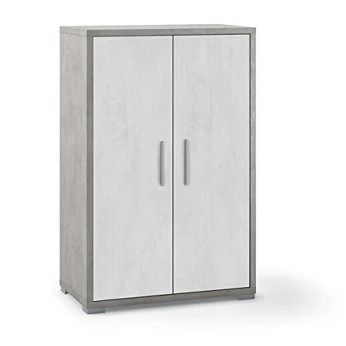 Mobile Armadio 2 ante H110 L71 P41 Cm Strutura color cemento frontali bianco ossido Dd270k Salone Negozio Online
