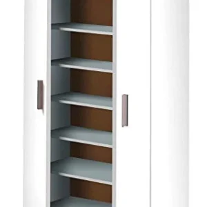 Salone Kit Armadio SCARPIERA 6 Ripiani Regolabili CM.55X36X108H Bianco