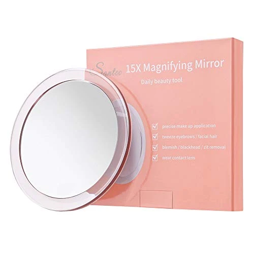 15X Specchio ingranditore (15cm rotondo) - con 3 ventose Utilizzare per un'applicazione di trucco precisa - Sopracciglia/T...