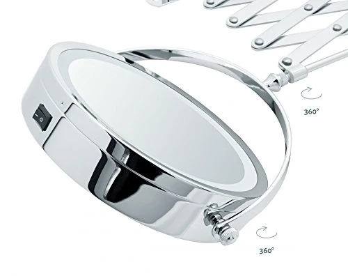 SANWOOD 6652400 Alicia - Specchio cosmetico con Illuminazione LED, ingrandimento 5X, da Parete, Funzionamento Batteria, Me...