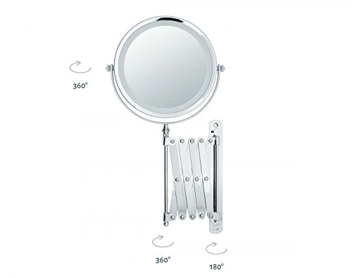 SANWOOD 6652400 Alicia - Specchio cosmetico con Illuminazione LED, ingrandimento 5X, da Parete, Funzionamento Batteria, Me...