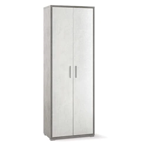 Sarmog Armadio Multiuso Alto Due Ante Cemento Bianco 71x41x h199 cm