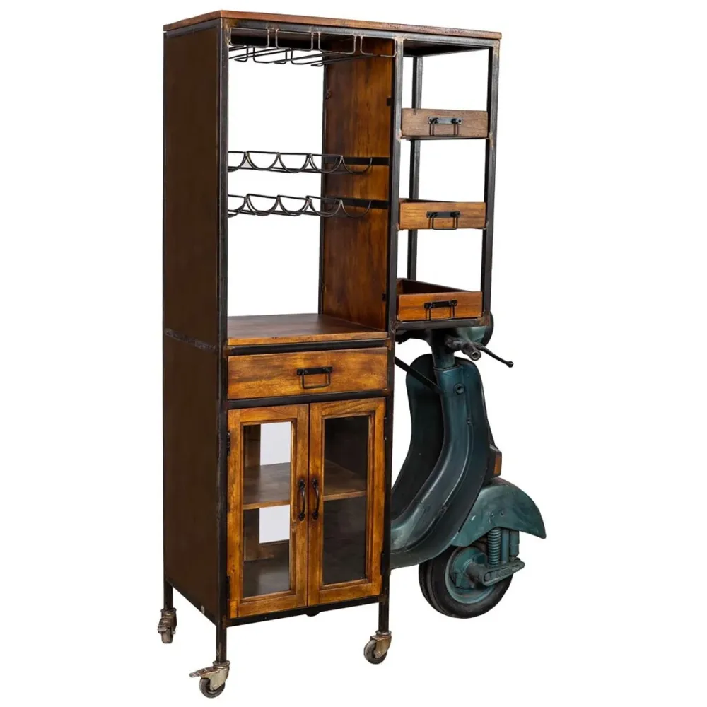 Scaffale Alexandra House Living Metallo Legno di mango 67 x 194 x 140 cm Portabottiglie Moto