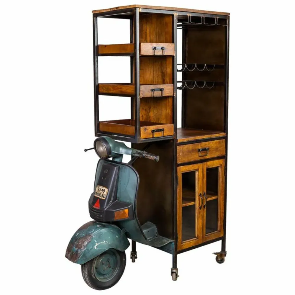 Scaffale Alexandra House Living Metallo Legno di mango 67 x 194 x 140 cm Portabottiglie Moto
