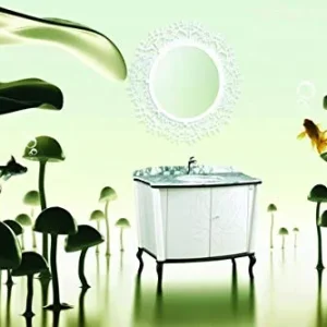 Sconosciuto Progettazione Vanità di vanità lusso arredo bagno marmo 110x83x60 Bianco Nero NUOVO