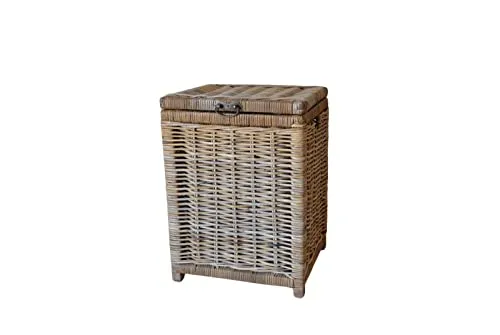 Sechome BM03-K Baule Cesto Portabiancheria Rattan Naturale con Coperchio e Fodera - Prodotto Artigianale ecosostenibile