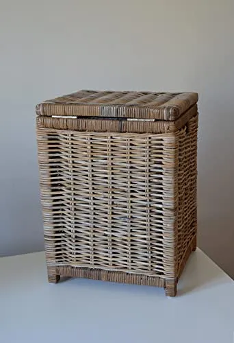Sechome BM03-K Baule Cesto Portabiancheria Rattan Naturale con Coperchio e Fodera - Prodotto Artigianale ecosostenibile