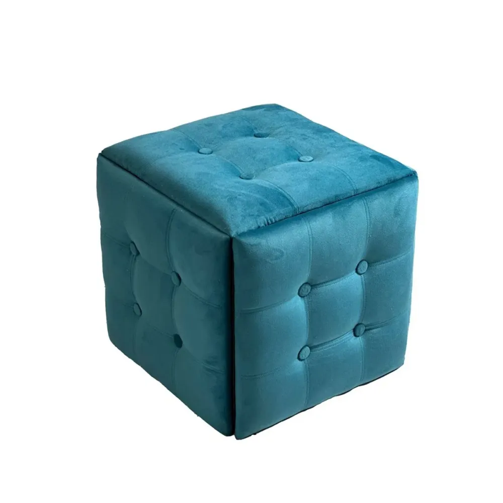 Set di sgabelli GO GIFT Transformer Azzurro Velluto Acciaio 50 x 50 x 50 cm Puff 5 1 5 Unità