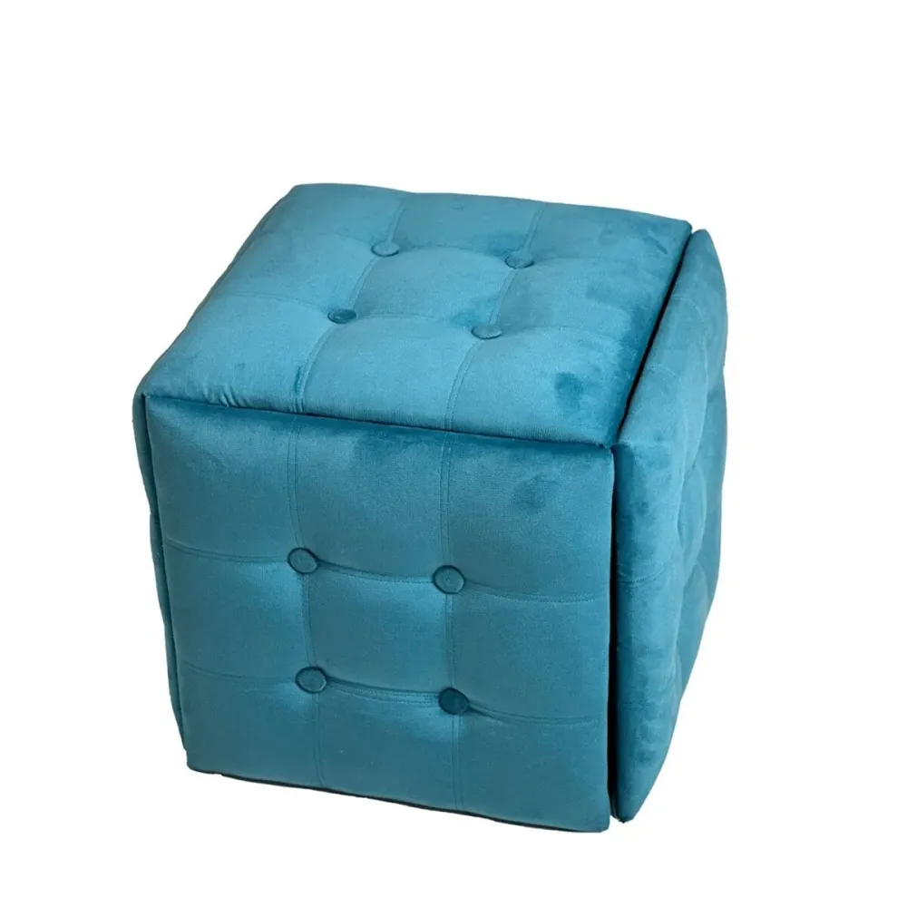 Set di sgabelli GO GIFT Transformer Azzurro Velluto Acciaio 50 x 50 x 50 cm Puff 5 1 5 Unità