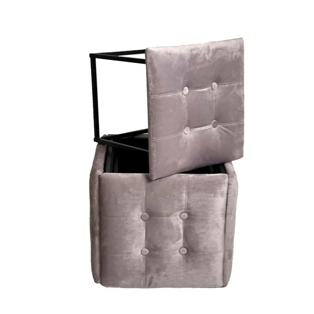 Set di sgabelli GO GIFT Transformer Rosa Velluto Acciaio 50 x 50 x 50 cm Puff 5 1 5 Unità