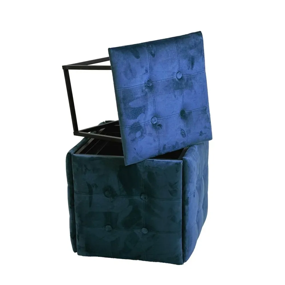 Set di sgabelli GO GIFT Transformer Rosso Granato Velluto Acciaio 50 x 50 x 50 cm Puff 5 1 5 Unità