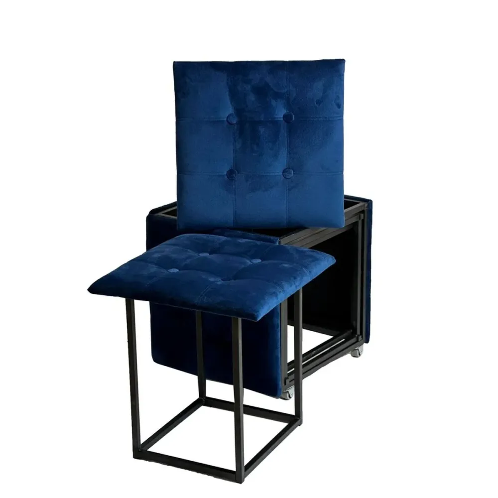 Set di sgabelli GO GIFT Transformer Rosso Granato Velluto Acciaio 50 x 50 x 50 cm Puff 5 1 5 Unità
