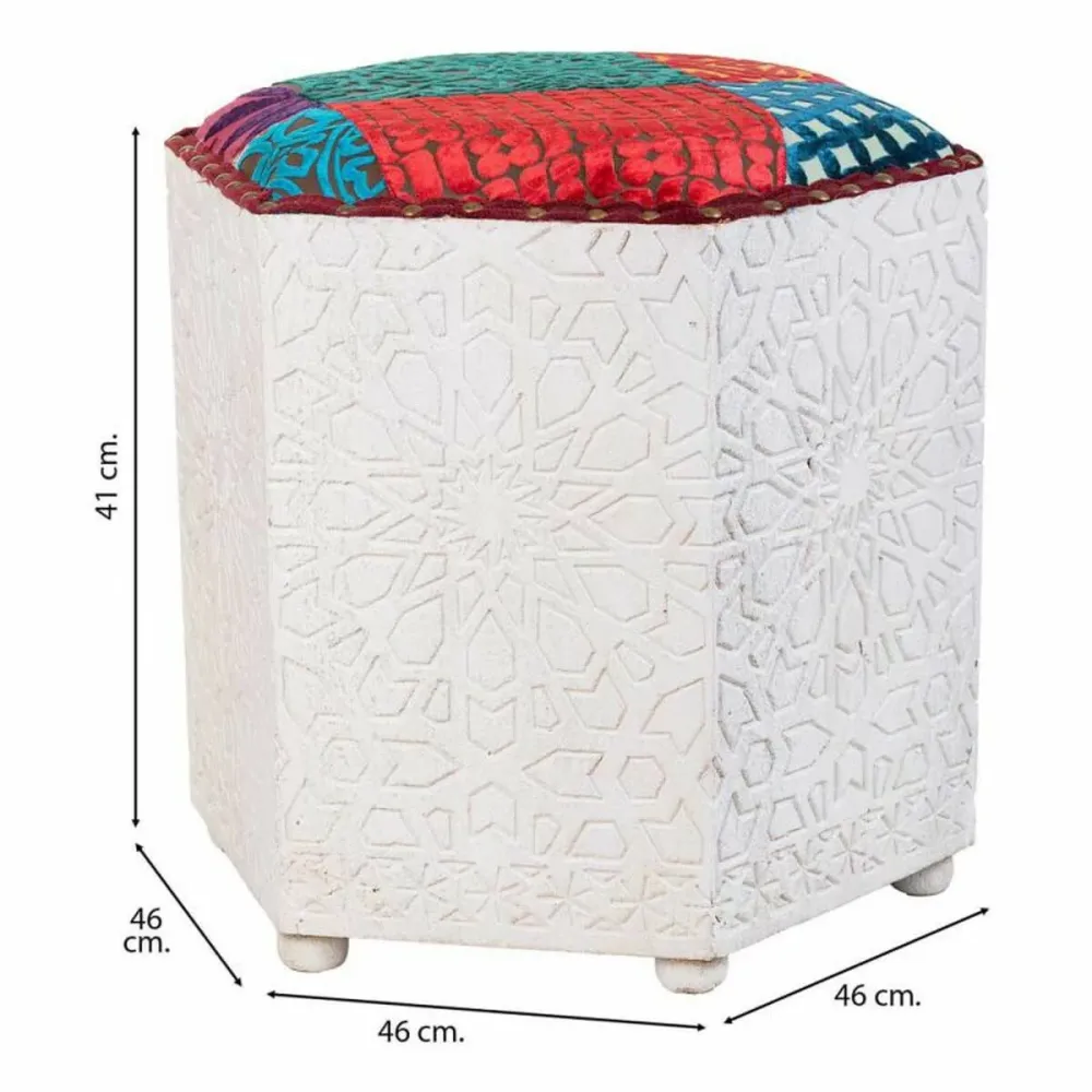 Sgabello Alexandra House Living Bianco Legno di mango 46 x 41 x 46 cm