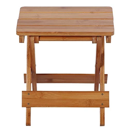 Sgabello quadrato bambù Sgabello portatile Sgabello ecologico, bordo liscio per uso domestico portatile per camera da lett...
