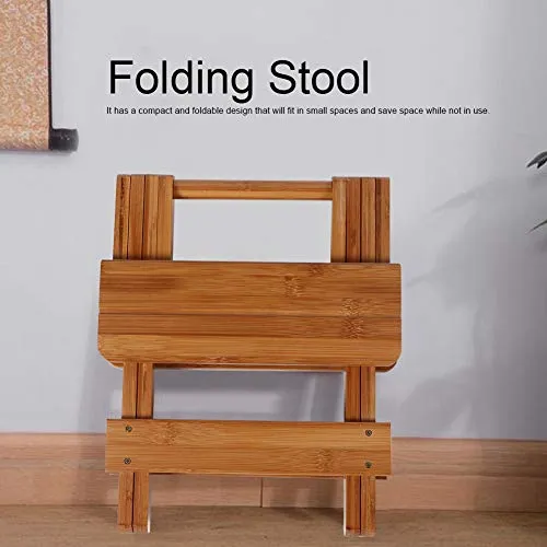 Sgabello quadrato bambù Sgabello portatile Sgabello ecologico, bordo liscio per uso domestico portatile per camera da lett...