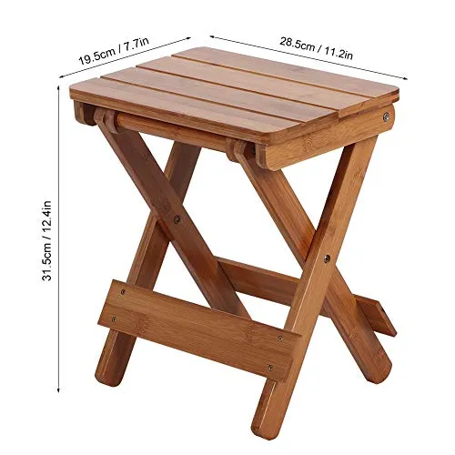 Sgabello quadrato bambù Sgabello portatile Sgabello ecologico, bordo liscio per uso domestico portatile per camera da lett...