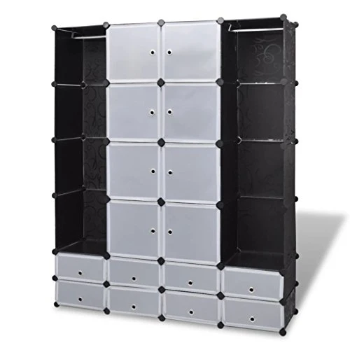 SHENGFENG Armadio modulare con 18 Scomparti, Bianco, 37 x 146 x 180,5 cm