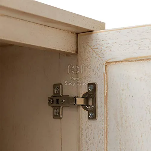 Shop Chic Colonna Bagno armadietto Avorio decapè con Ante e cassetti multiripiano