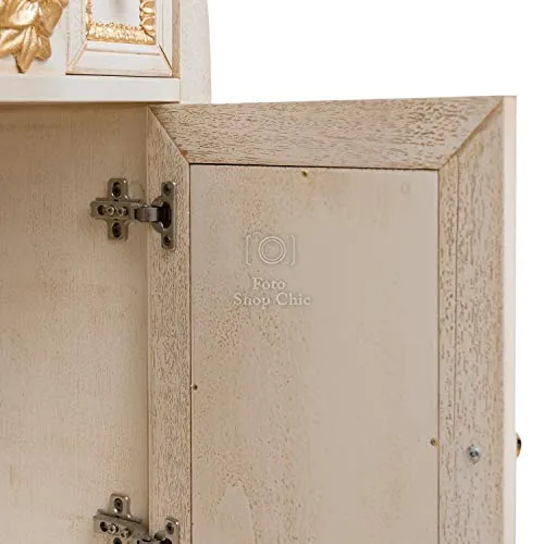 SHOP CHIC Mobile Bagno 105 cm Barocco Tinta Avorio decapè Completo di specchiera