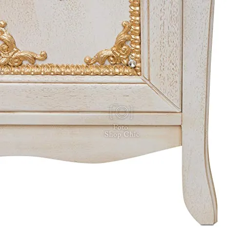 SHOP CHIC Mobile Bagno 105 cm Barocco Tinta Avorio decapè Completo di specchiera