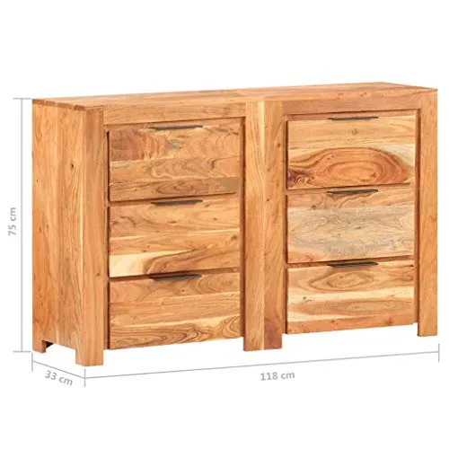 SKM Cassettiera 118x33x75 cm Legno Massello di Mango (56.2kg)