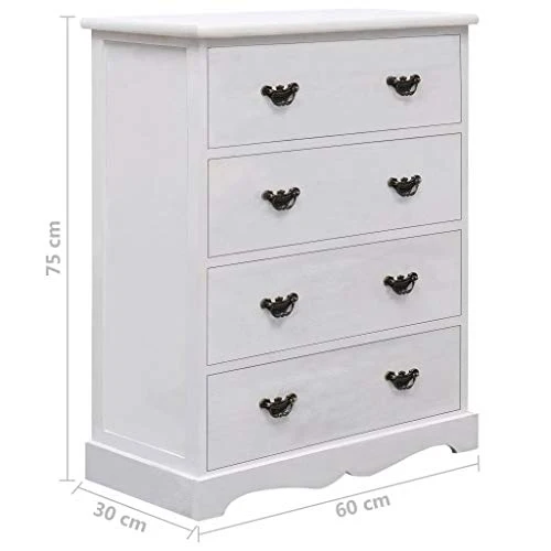 SKM Cassettiera Bianca 60x30x75 cm Legno