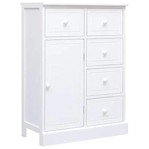 SKM Credenza con 10 Cassetti Bianca 113x30x79 cm Legno (24.5kg)