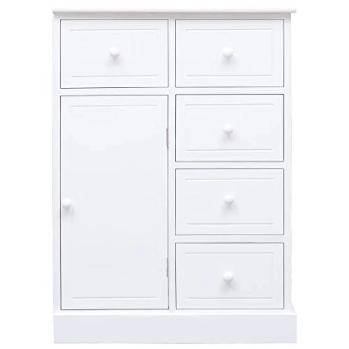 SKM Credenza con 10 Cassetti Bianca 113x30x79 cm Legno (24.5kg)