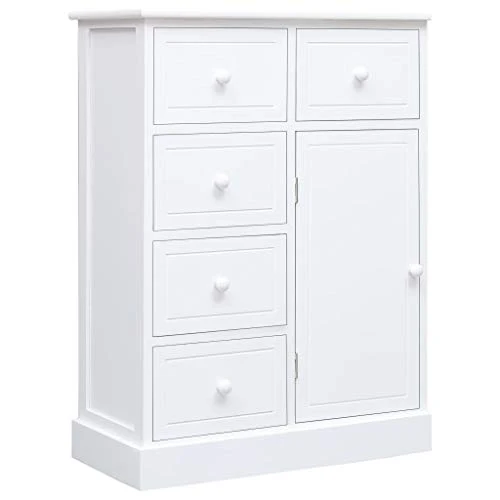 SKM Credenza con 10 Cassetti Bianca 113x30x79 cm Legno (24.5kg)