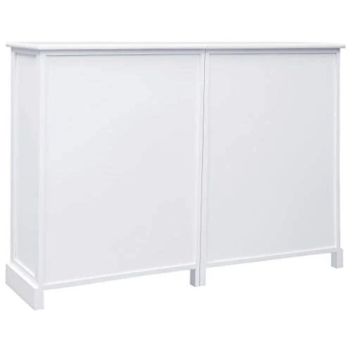 SKM Credenza con 10 Cassetti Bianca 113x30x79 cm Legno (24.5kg)