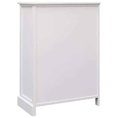 SKM Credenza con 10 Cassetti Bianca 113x30x79 cm Legno (24.75kg)